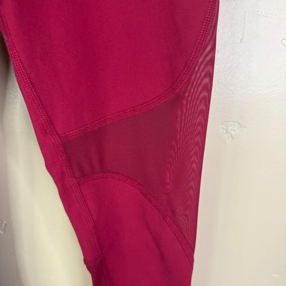 ALO YOGA West Coast Yoga‎ High Waist Leggings Mesh Panel Active Bright Red SZ XS